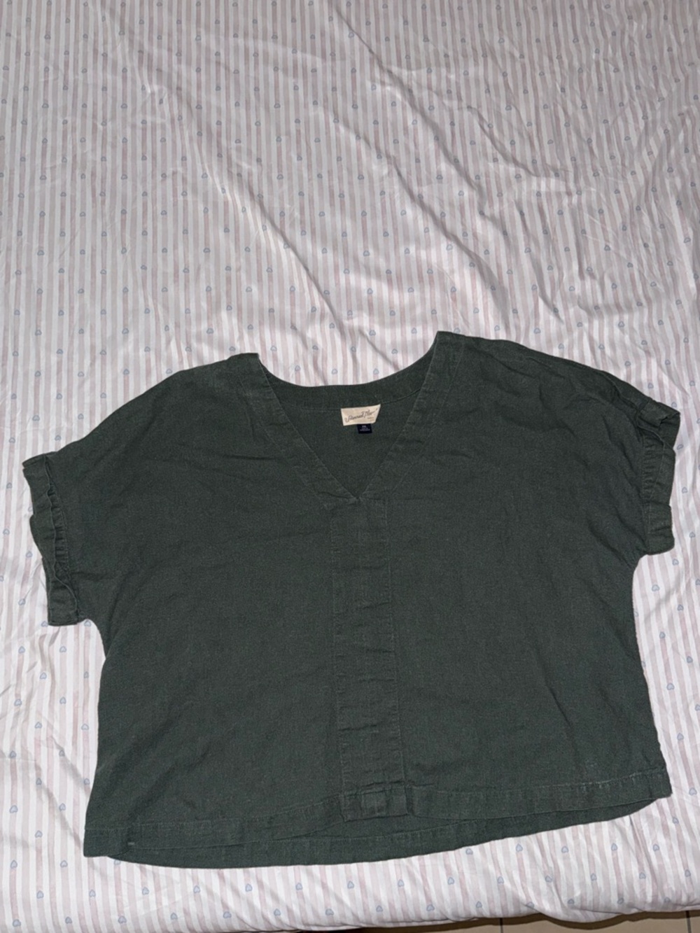 Universal Thread Sage Green V-Neck Tunic Cropped Top